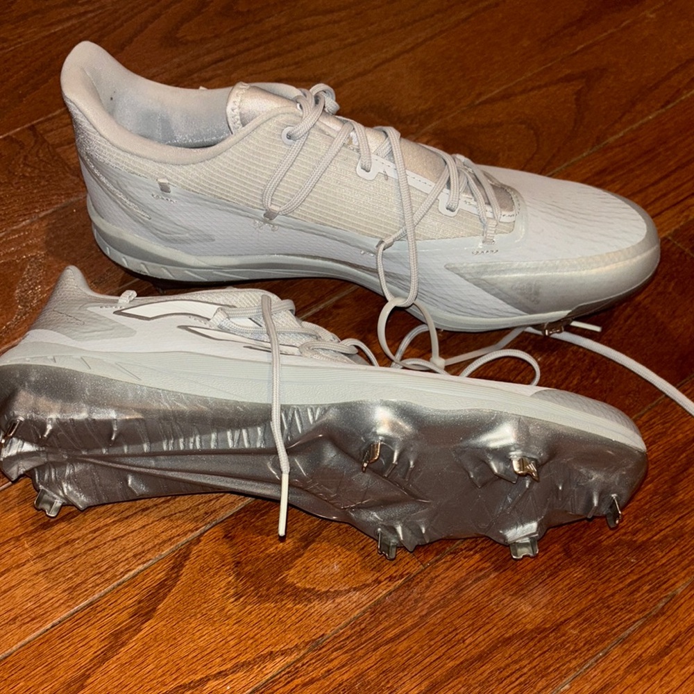 White and Silver Athletic Cleats